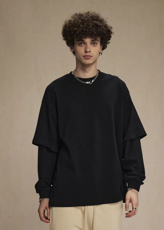 Black Double Layered Long Sleeve Shirt - Kore Clothing