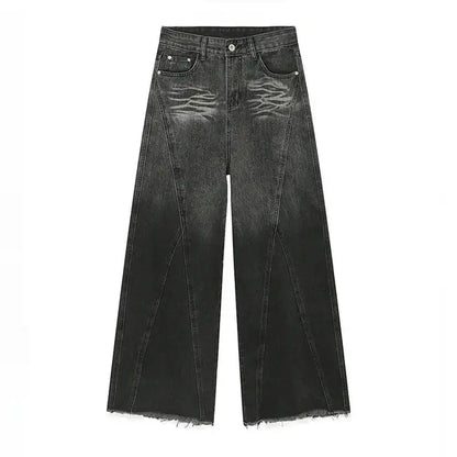 Faded Black Baggy Embroidered Jeans Kore Clothing