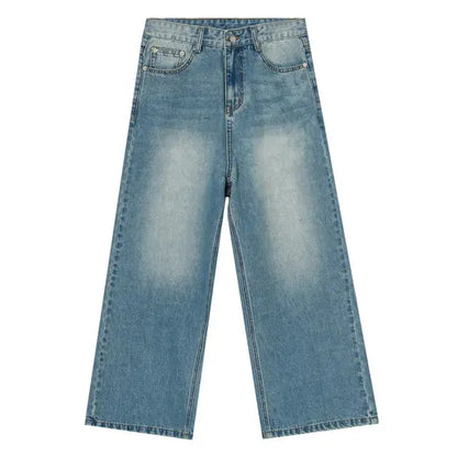 Faded Blue Straight Leg Jeans Kore Clothing