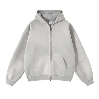 Faded Gray Double Zip Up Hoodie Kore Clothing