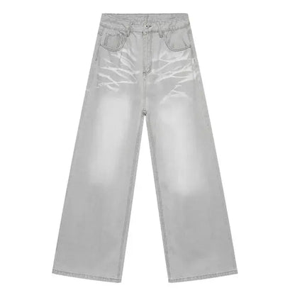 Faded Light Gray Baggy Jeans Kore Clothing