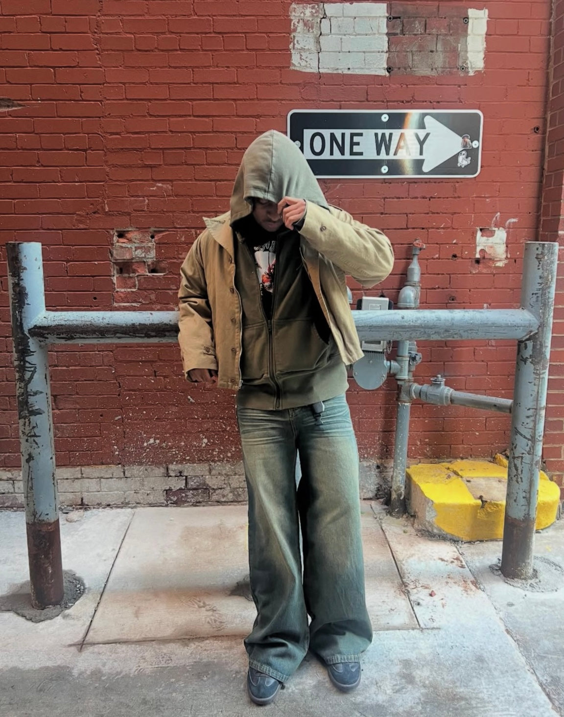 Green Desert Wash Baggy Jeans