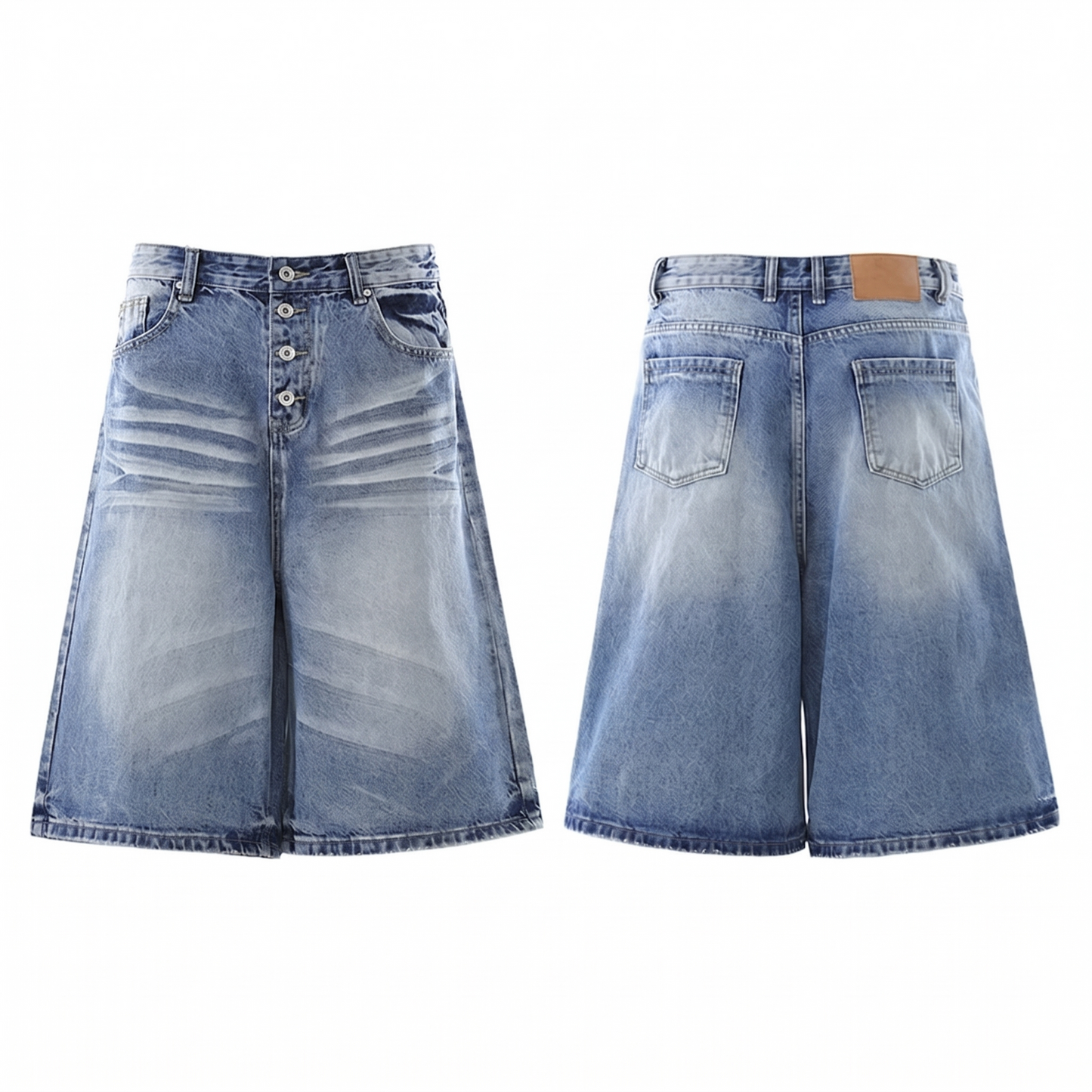 Blue Button Fly Baggy Jorts