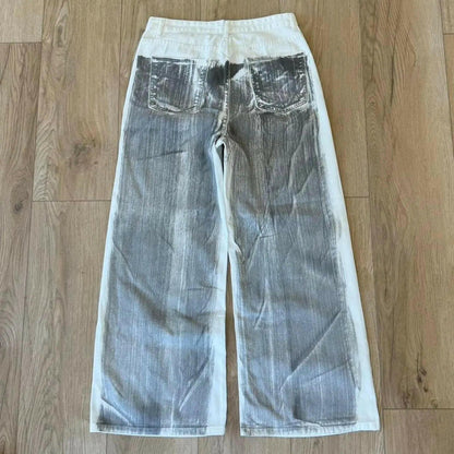 Gray on White Baggy Jeans Kore Clothing