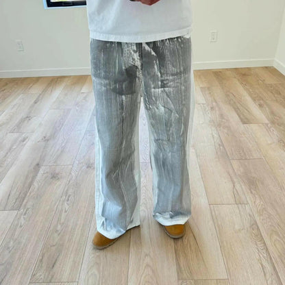 Gray on White Baggy Jeans Kore Clothing