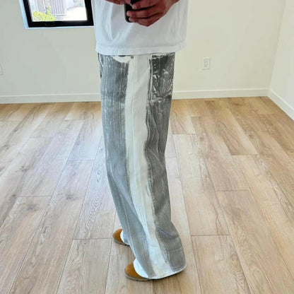 Gray on White Baggy Jeans Kore Clothing