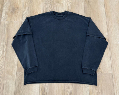 Faded Black Double Layered Long Sleeve Shirt - Kore Clothing