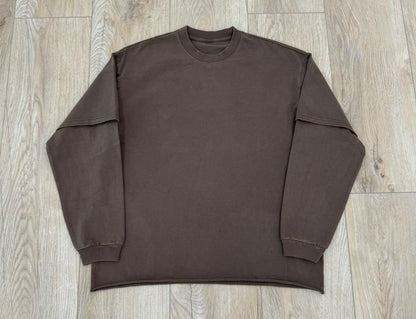 Brown Double Layered Long Sleeve Shirt - Kore Clothing