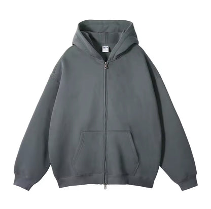 Gray Double Zip Up Hoodie - Kore Clothing