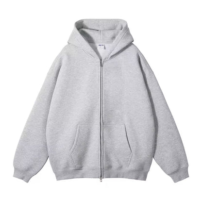 Heather Gray Double Zip Up Hoodie - Kore Clothing