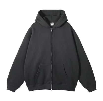 Charcoal Double Zip Up Hoodie - Kore Clothing