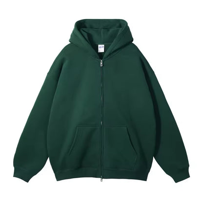 Dark Green Double Zip Up Hoodie - Kore Clothing