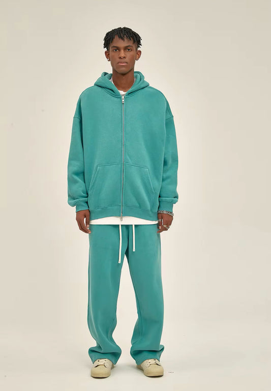 Turquoise Double Zip Up Hoodie - Kore Clothing