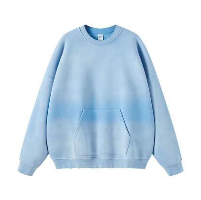 Faded Light Blue Crewneck Sweatshirt W/ Pocket - Kore Clothing