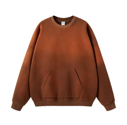 Faded Brown Crewneck Sweatshirt W/ Pocket - Kore Clothing