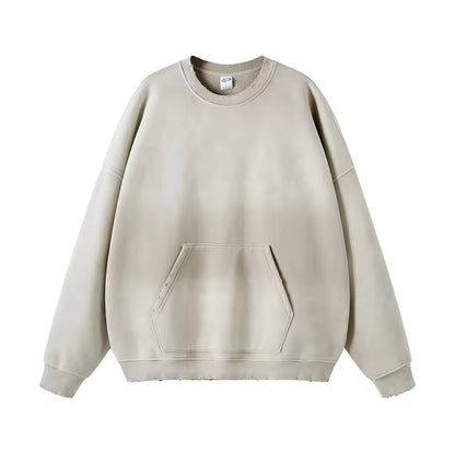 Faded Gray Crewneck Sweatshirt W/ Pocket - Kore Clothing