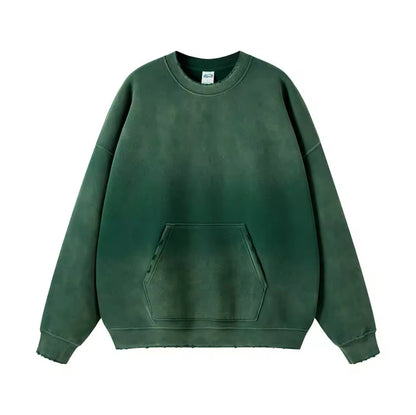 Faded Dark Green Crewneck Sweatshirt W/ Pocket - Kore Clothing