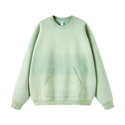 Faded Light Green Crewneck Sweatshirt W/ Pocket - Kore Clothing
