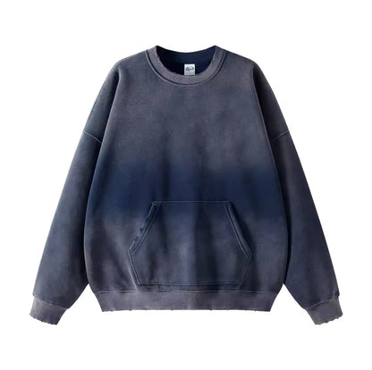Faded Navy Blue Crewneck Sweatshirt W/ Pocket - Kore Clothing