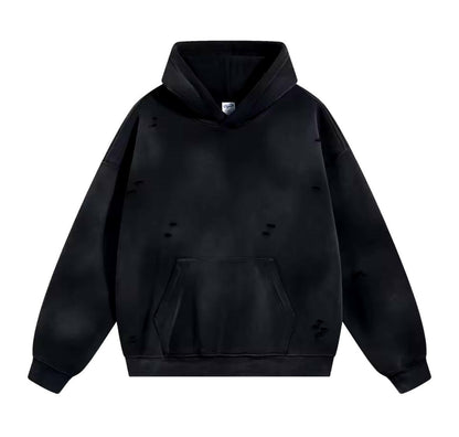 Black Faded & Distressed Hoodie