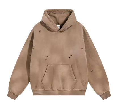Brown Faded & Distressed Hoodie