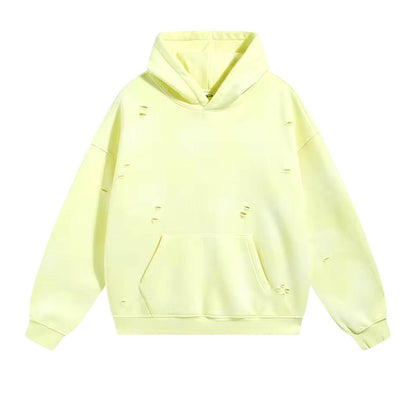 Neon Yellow Faded & Distressed Hoodie