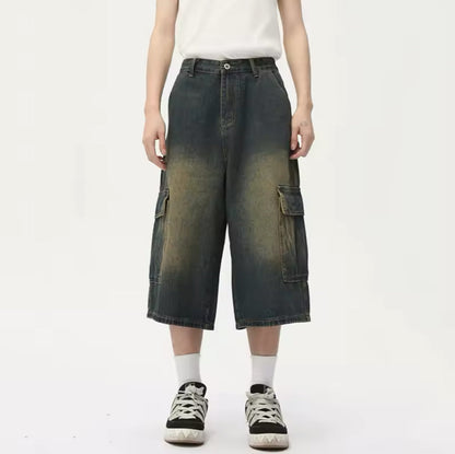 Navy Desert Wash Long Cargo Jorts