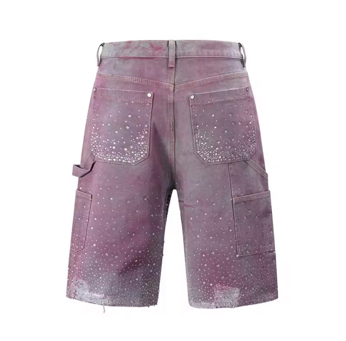 Rhinestone Double Knee Baggy Jorts