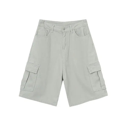 Light Gray Baggy Long Cargo Jorts Kore Clothing