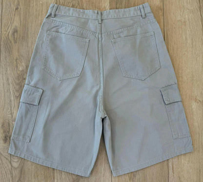 Light Gray Baggy Long Cargo Jorts Kore Clothing