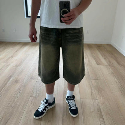 Light Green Desert Wash Baggy Jorts (Long Version) Kore Clothing