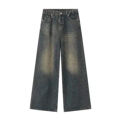 Navy Blue Desert Wash Baggy Jeans Kore Clothing