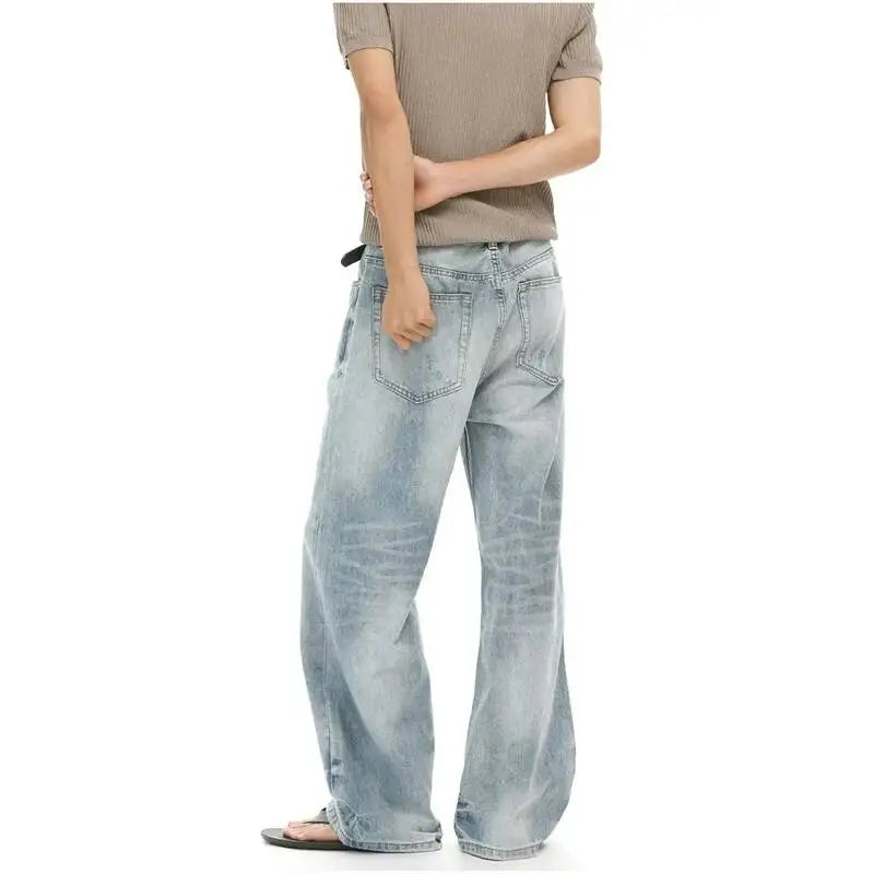 Distressed Light Blue Wide Leg Jeans