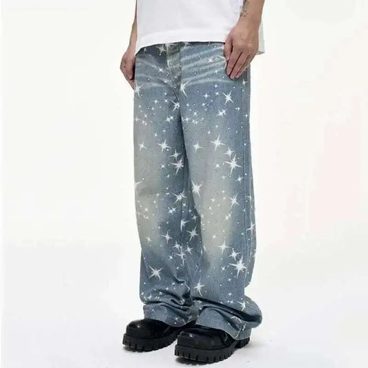 Star & Rhinestone Baggy Jeans