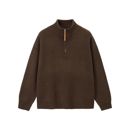 Quarter Zip Ribbed Turtleneck Sweater
