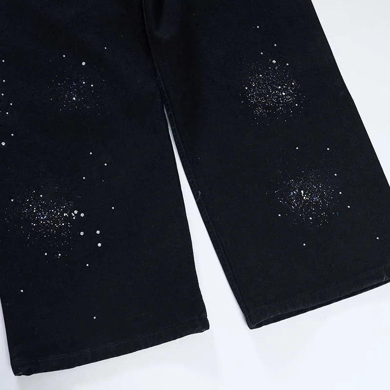 Spray Painted Black Baggy Jeans