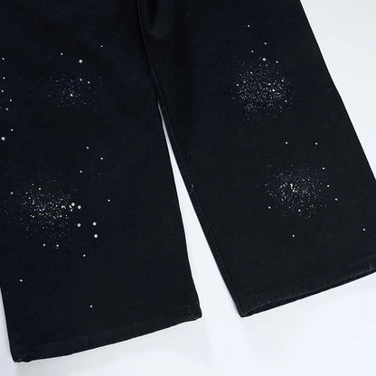 Spray Painted Black Baggy Jeans