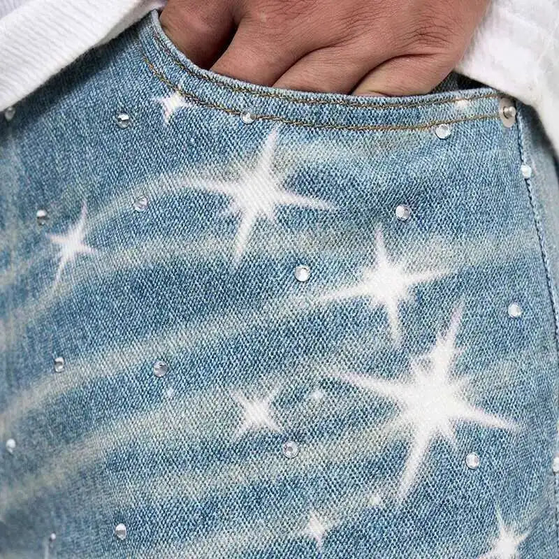 Star & Rhinestone Baggy Jeans