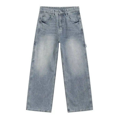 Washed Blue Wide Leg Carpenter Jeans