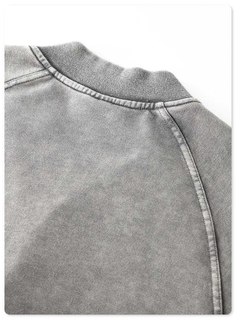 Faded Double Zip Up Fleece Bomber Jacket