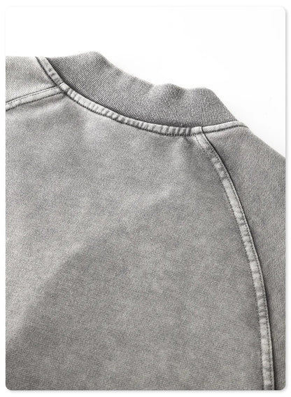 Faded Double Zip Up Fleece Bomber Jacket