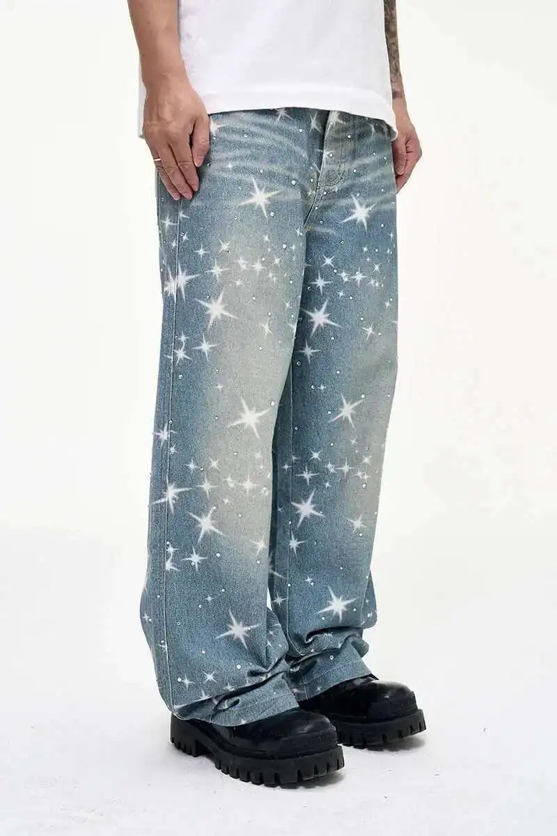 Star & Rhinestone Baggy Jeans