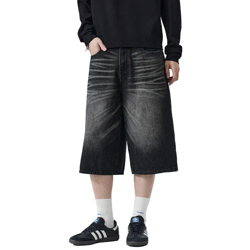 Whiskered & Faded Baggy Long Jorts