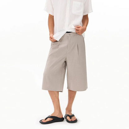 Pleated Long Suit Shorts