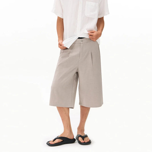 Pleated Long Suit Shorts