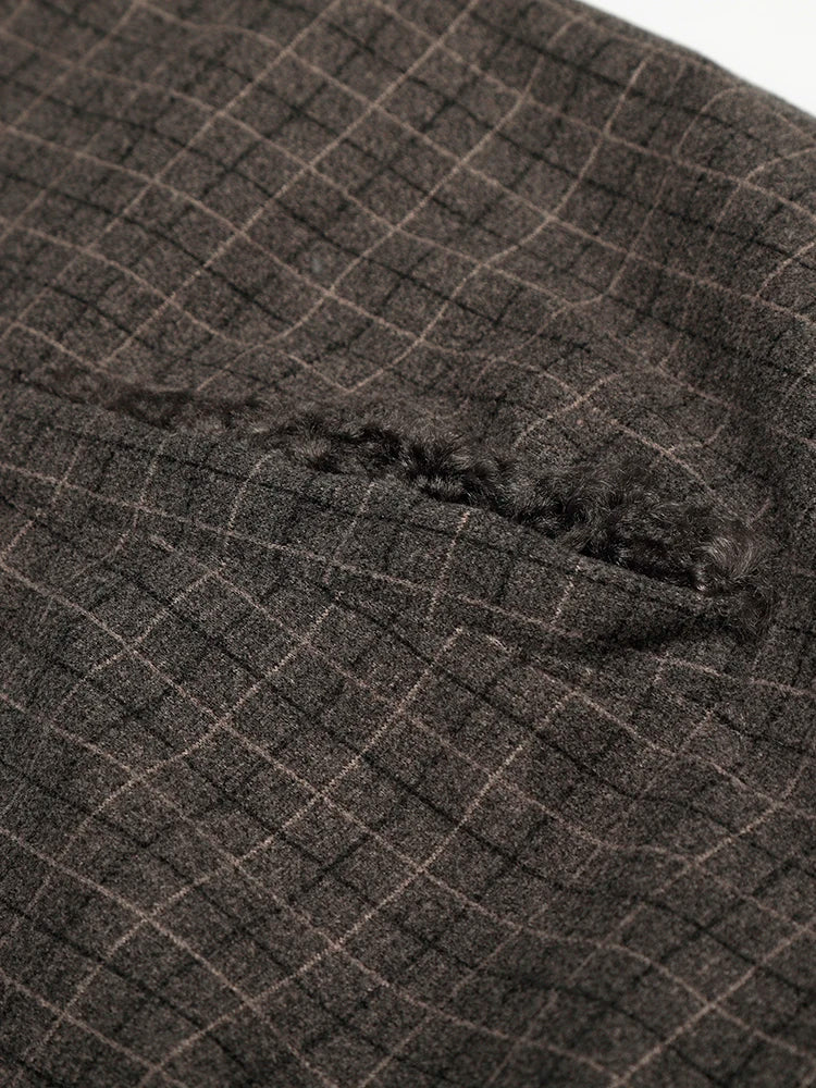 Plaid Jacket w/ Fur-Lined Collar