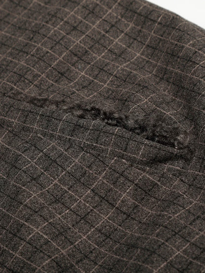 Plaid Jacket w/ Fur-Lined Collar