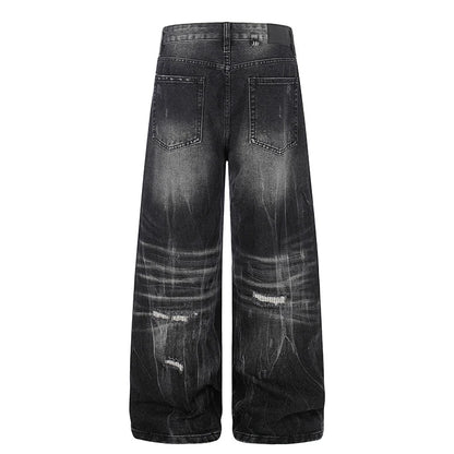 Black Washed & Distressed Baggy Jeans