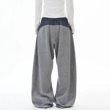 Plaid To Gray Baggy Sweatpants