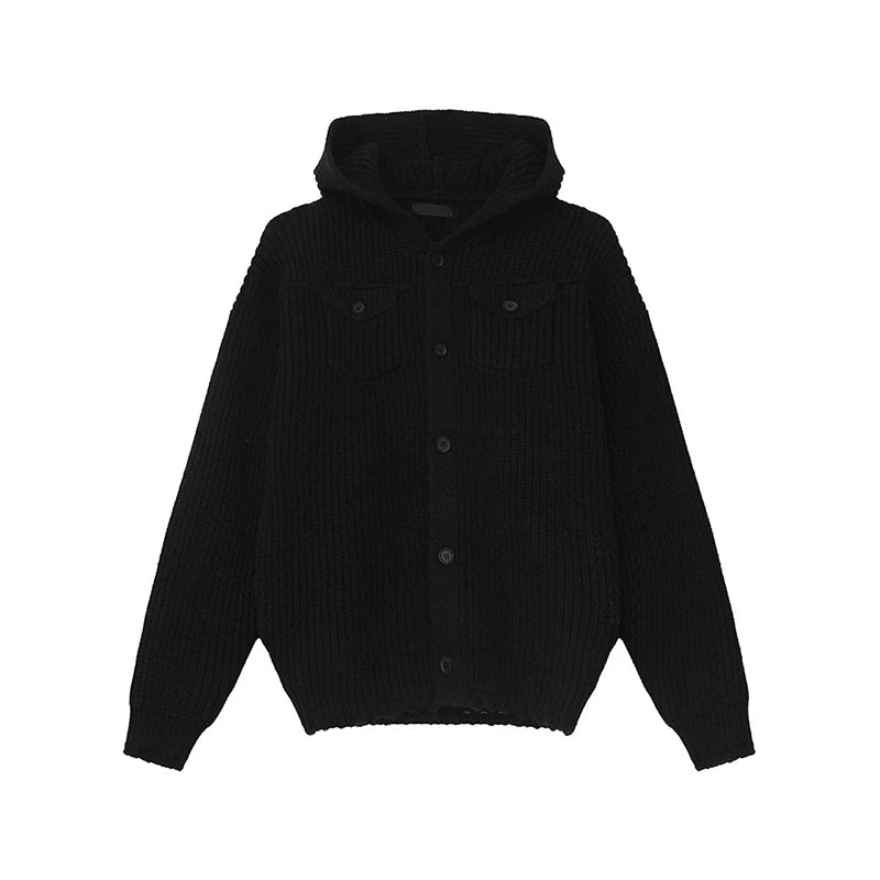 Knit Hooded Cardigan